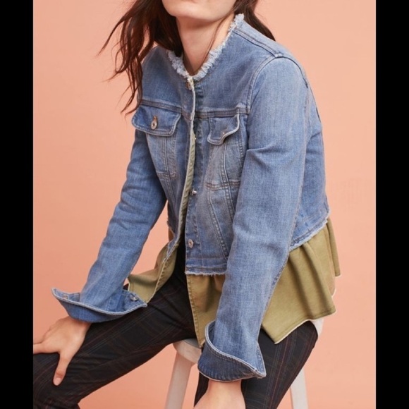 Anthropologie Jackets & Blazers - Anthropologie Pilcro & Letterpress Ruffle Denim Button Up Jean Jacket sz S